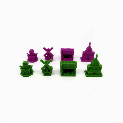 Building Tokens for 2 Factions compatible with Scythe: Invaders from Afar (set of 24)