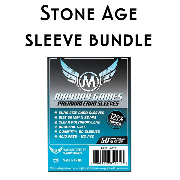 Top Shelf Gamer | The Best Stone Age Upgrades and Accessories | Card Sleeve Bundle: Stone Age, plus expansion Top Shelf Gamer | The Best Stone Age Upgrades and Accessories | Card Sleeve Bundle: Stone Age, plus expansion