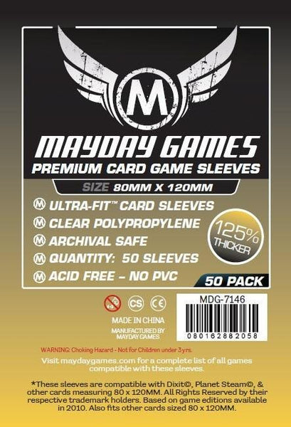 PREMIUM Mayday Card Sleeves: 80 x 120mm (set of 50) PREMIUM Mayday Card Sleeves: 80 x 120mm (set of 50)