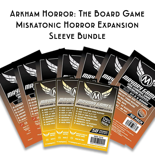 Top Shelf Gamer | The Best Arkham Horror Upgrades and Accessories | Card Sleeve Bundle: Arkham Horror: The Board Game, Miskatonic Horror Expansion Top Shelf Gamer | The Best Arkham Horror Upgrades and Accessories | Card Sleeve Bundle: Arkham Horror: The Board Game, Miskatonic Horror Expansion