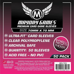PREMIUM Mayday Small Square Card Sleeves: 70 x 70mm (set of 50) - Top Shelf Gamer