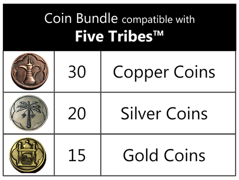 Five Tribes™ compatible Metal Coin Bundle (set of 65)