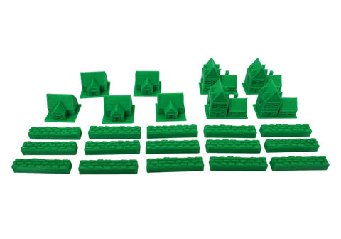 3D Printed Upgraded Tokens compatible with Catan™ - Green (set of 24)