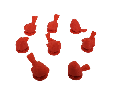 Birds compatible with Wingspan - Red (set of 8)