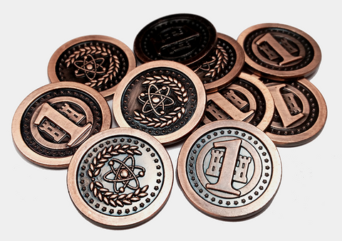Atomic Coins Set in Burgundy Bag (set of 50)