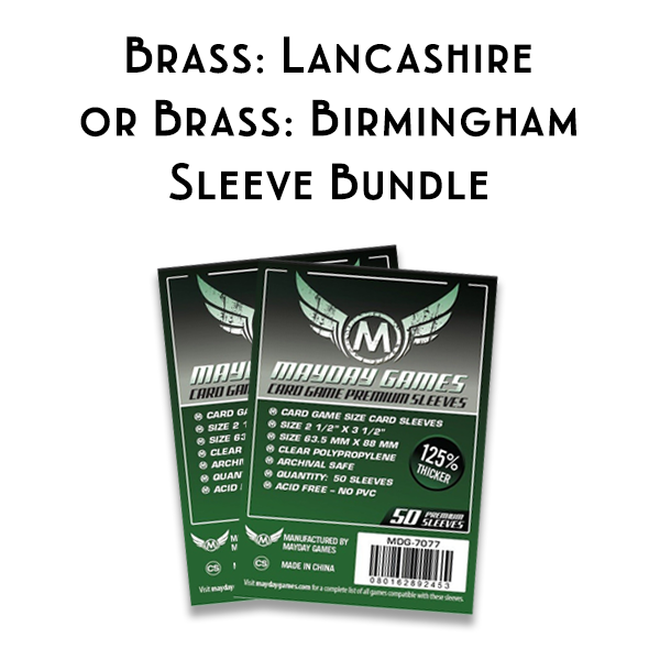 Top Shelf Gamer | The Best Brass: Birmingham Upgrades and Accessories | Card Sleeve Bundle: Brass Lancashire or Birmingham Top Shelf Gamer | The Best Brass: Birmingham Upgrades and Accessories | Card Sleeve Bundle: Brass Lancashire or Birmingham