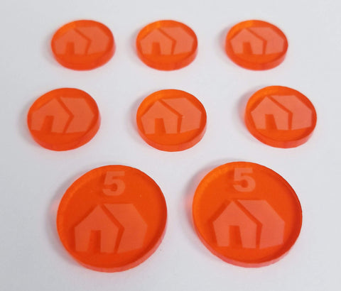 Acrylic Resource Tokens compatible with Terraforming Mars™ Expansion: Colonies™ (set of 8)
