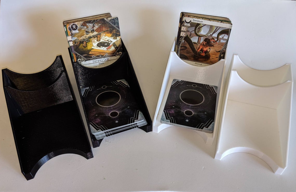 Top Shelf Gamer | The Best Arkham Horror: The Card Game Upgrades and Accessories | Draw and Discard Card Holder - Black Top Shelf Gamer | The Best Arkham Horror: The Card Game Upgrades and Accessories | Draw and Discard Card Holder - Black