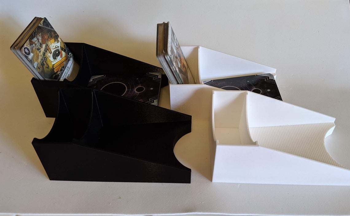 Top Shelf Gamer | The Best Arkham Horror: The Card Game Upgrades and Accessories | Draw and Discard Card Holder - Black Top Shelf Gamer | The Best Arkham Horror: The Card Game Upgrades and Accessories | Draw and Discard Card Holder - Black