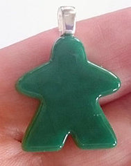 Glass Necklace Charm -  Jade Meeple